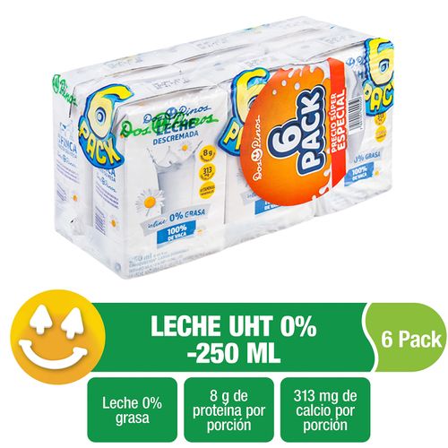 Leche Dos Pinos Descremada 0% Grasa 6 Pack - 250ml