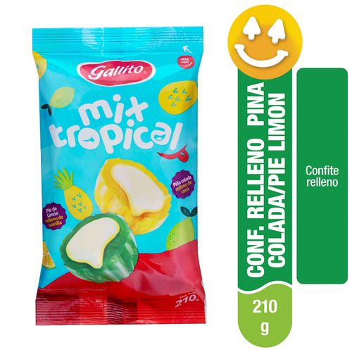 Confite Gallito Mix Tropical Con Relleno Vainilla Y Coco - 210g