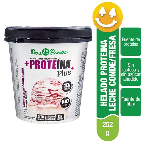 Helado Dos Pinos + Proteina Sabor Leche Condensada, Sin Lactosa Y 0% Azúcar Añadido - 252g