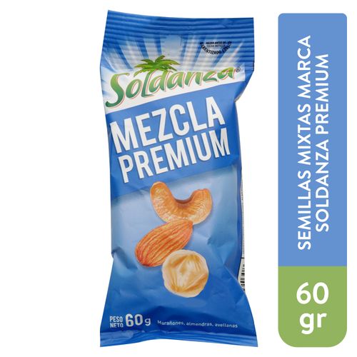 Semillas Soldanza mezcla permium de marañón, almendras y avellanas - 60 g