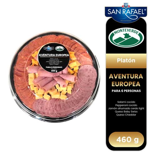 Platón San Rafael Aventura Europea Con Salami, Pepperoni, Jamón Ahumado Cerdo, Queso Bady Y Queso Cheddar - 460g