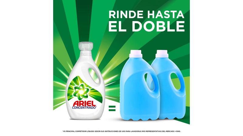 Detergente Líquido Concentrado Ariel Doble Poder Para Lavar Ropa Blanca Y  De Color 2.84 L