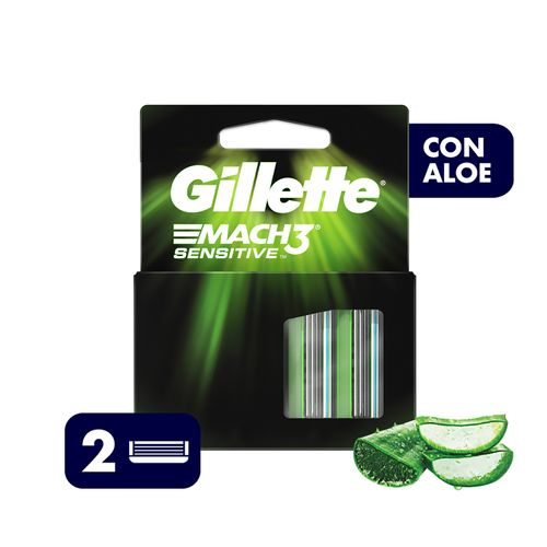 Repuesto para Rasuradora Gillette Mach3 Sensitive, Piel Sensible, 2 Uds