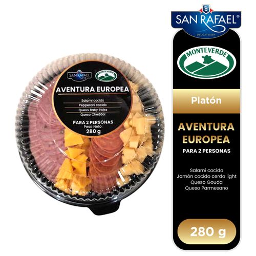 Platón San Rafael Aventura Europea Con Salami, Jamón Cerdo, Queso Gouda y Queso Parmesano - 280g