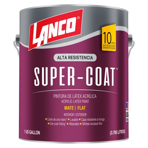 Pintura mate de látex Lanco super coat color pastel -1 Galón