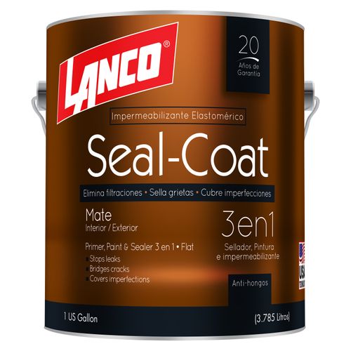 Sellador Pintura e impermeabilizante Lanco 3 en 1 Color Tint Mate para Interior y Exterior -1 Galón