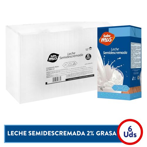 Leche Sabe Mas Semidescremada Larga Duración 6 pack - 1Lt