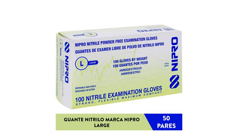 Guantes descartables antideslizantes Nipro Examination color