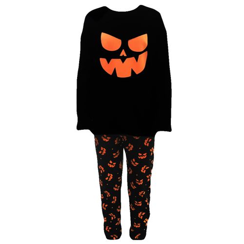 Pijama Halloween Boulevard Para Niña Estampado Calabazas, Color Negro - Talla 6