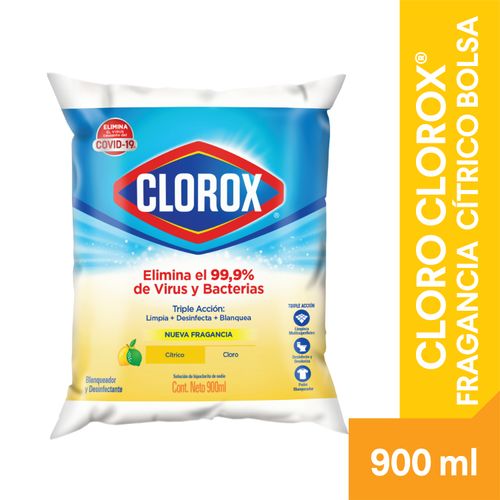 Cloro Clorox Fragancia Cítrico Bolsa, Blanquedador Y Desinfectante - 900ml