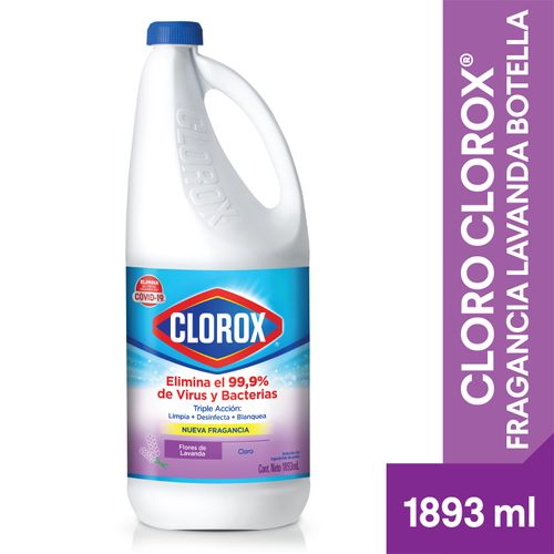 Cloro Clorox Fragancia Lavanda Botella, Triple Acción - 1893ml