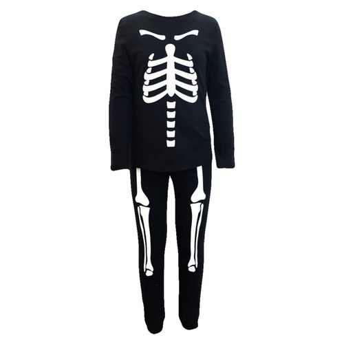 Pijama Halloween Boulevard Para Niña Estampado Huesos, Color Negro - Talla 8