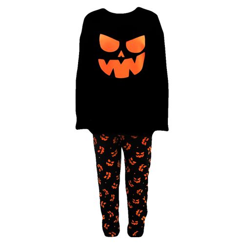 Pijama Halloween Boulevard Para Niño Estampado Calabazas, Color Negro - Talla 16