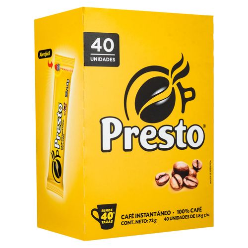 Café Presto, Instantaneo Stick -72 gr