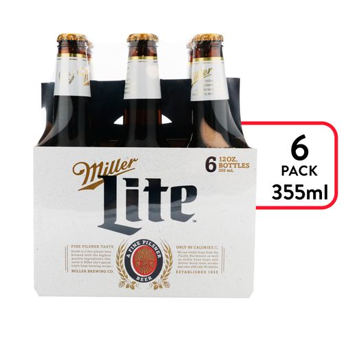 6 Pack Cerveza Miller Botella - 2130ml