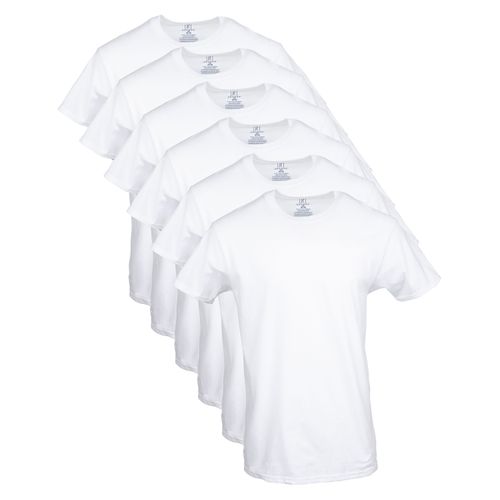 6 Pack Camiseta  George  blanca clásica 100% algodón Cuello redondo talla M