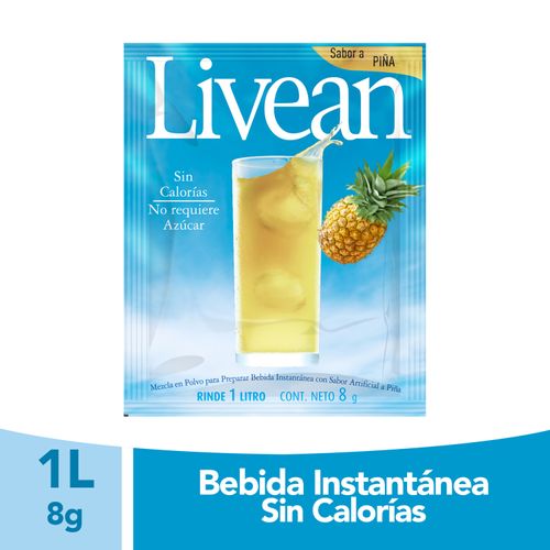 Bebida En Polvo Instantánea Marca Livean Sabor Piña Light - 8g