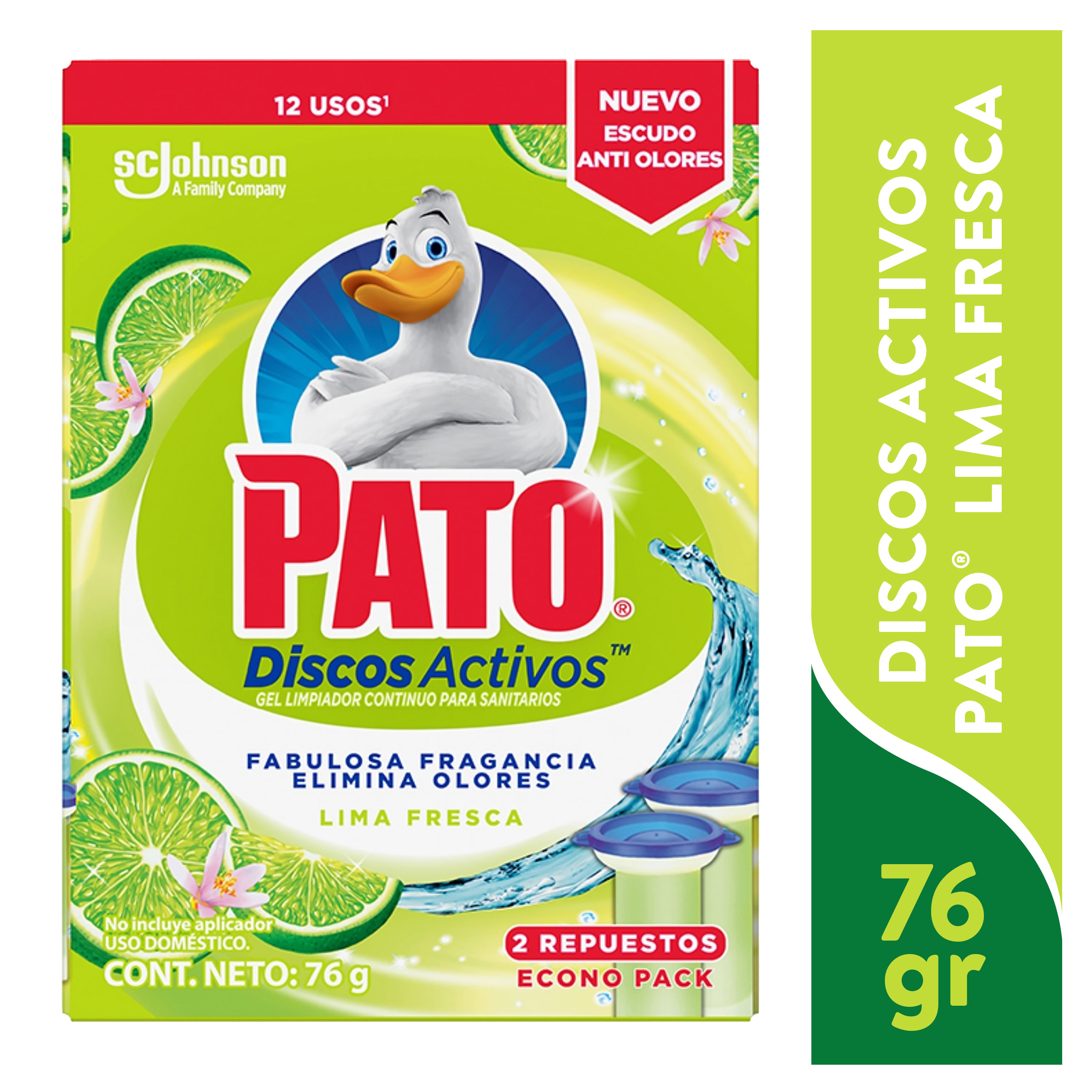 Pato Limpiador Wc Discos Activos 4 In 1 Lima Recambio Limpiador wc  desinfectante con aroma a