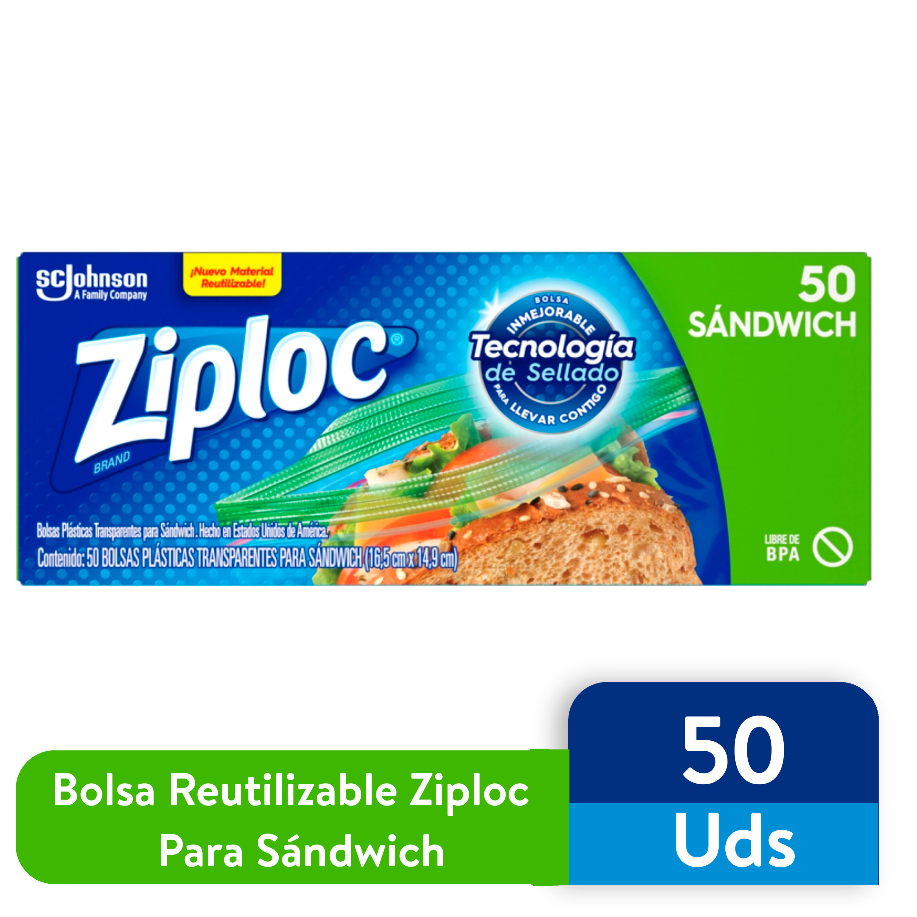 Comprar Bolsa Reutilizable Marac Ziploc Para Sándwich - 50Uds