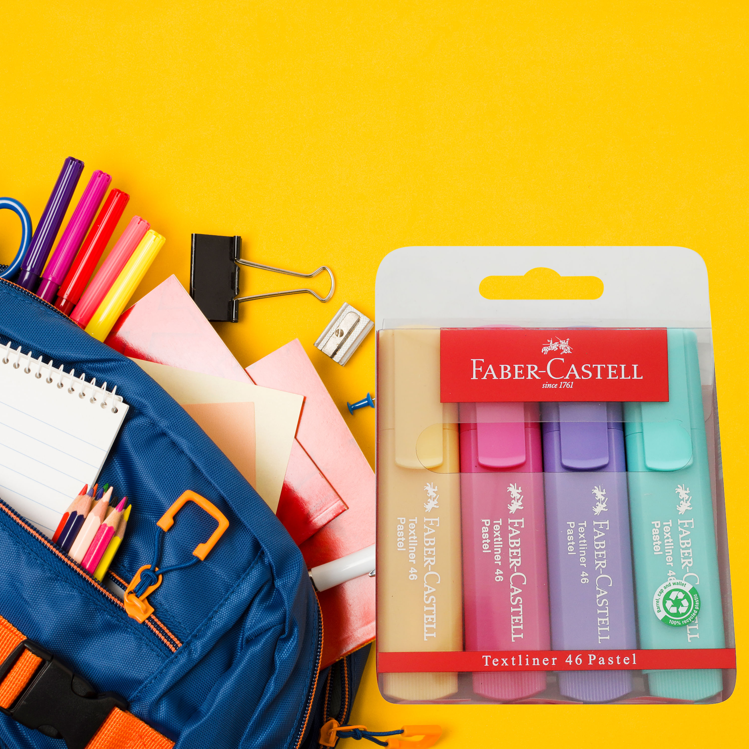  Faber-Castell 154610 Caja con 4 Marcadores Fluorescentes  Textliner Caja de 10 uds Lila Pastel : Productos de Oficina