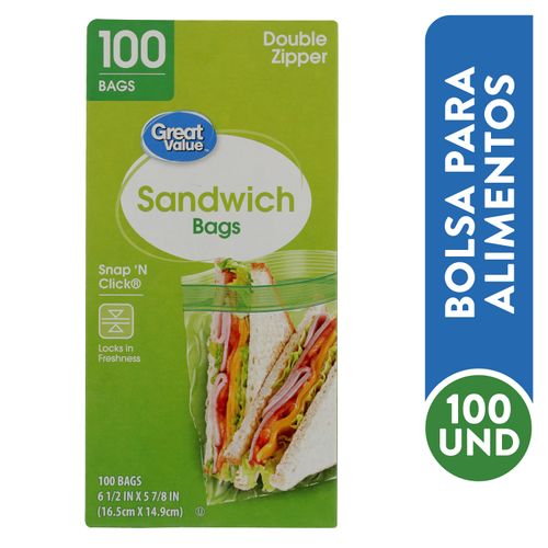 Bolsa Great Value, Alimento Sándwich - 100 uds