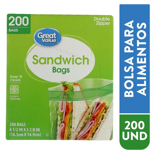 Bolsa Great Value, Alimento Sándwich - 200 uds