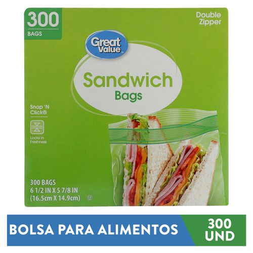 Bolsa Great Value, Alimento Sándwich -300uds