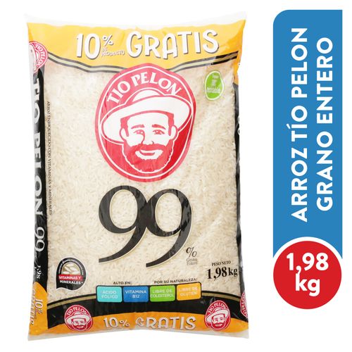 Arroz Marca Tio Pelon 99% Grano Entero-1980 gr