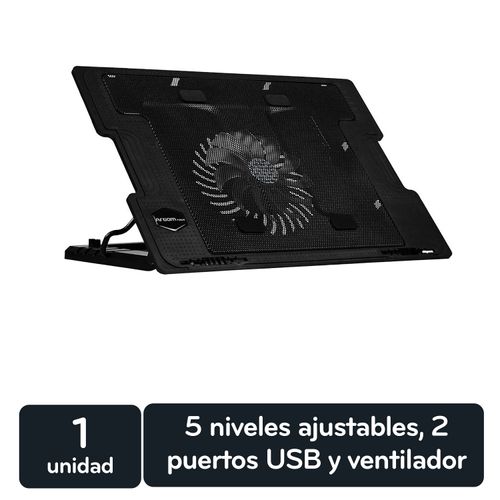 Base Ajustable Para Portátil Argom Con 1 Ventilador LED Y 2-Puertos USB 2.0