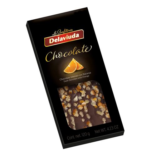 Chocolate Delaviuda, Chocolate Nego Con Naranja - 120g