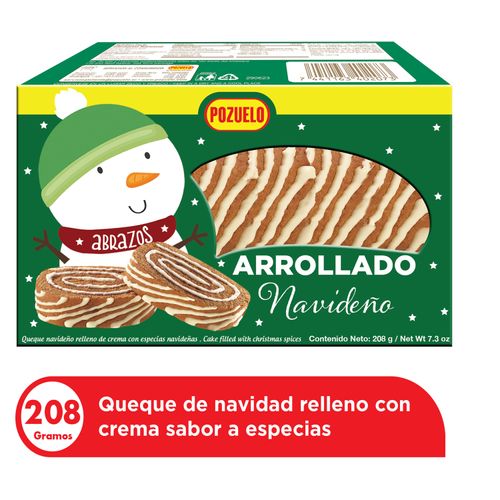 Pasteleria Pozuelo Arrollado Navidad, Relleno Con Crema Sabor Especias - 208g