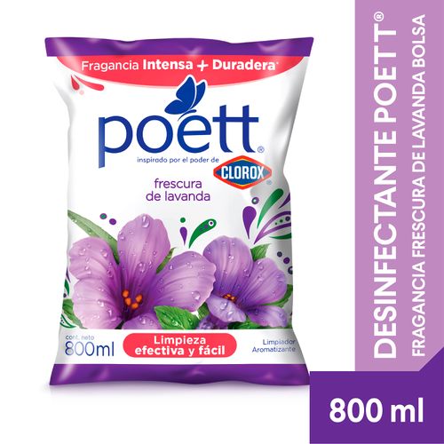 Desinfectante Multiusos Poett, Fragancia Frescura De Lavanda Bolsa - 800ml