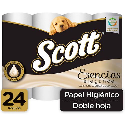 Papel Higiénico Scott Esencias Elegance Doble Hoja -24 Rollos