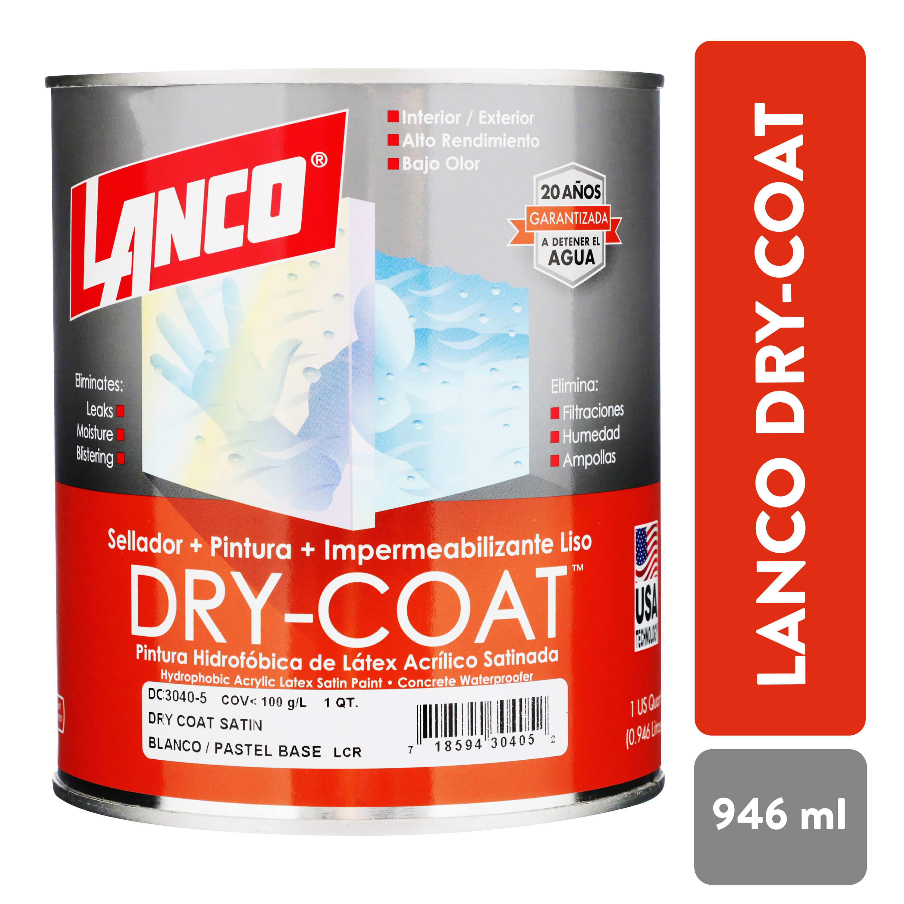 Comprar Pintura Lanco Dry Coat Liso Blanco Pastel Satín Cuarto