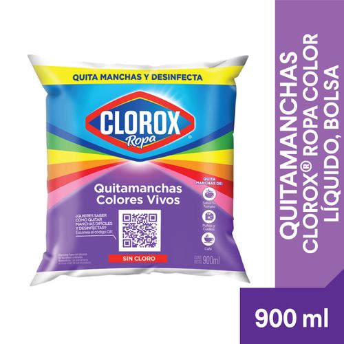 Quitamanchas Clorox, Ropa Color Líquido Bolsa - 900ml