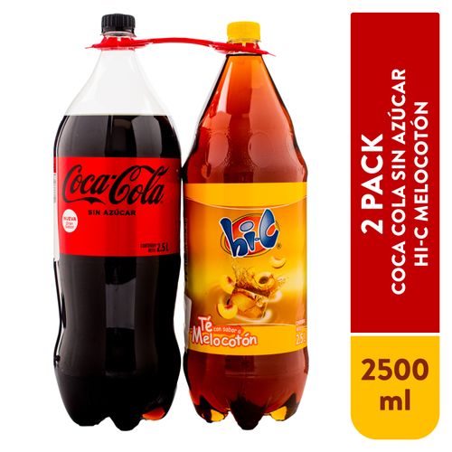 Gaseosa Coca Cola sin azúcar+Hi-C melocotón 2pack - 5L