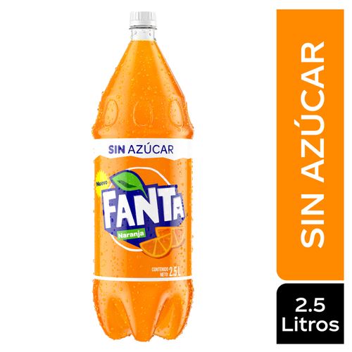 Bebida gaseosa Fanta naranja sin azúcar - 2.5 L