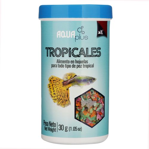 Alimento Aqua Plus hojuela para peces tropicales - 30 g