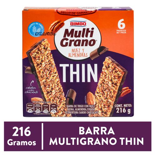 Barras Bimbo multigrano thin cubierta de chocolate - 216 g