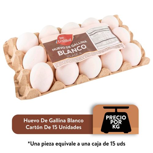 Huevo De Gallina Blanco Pack 15 Und