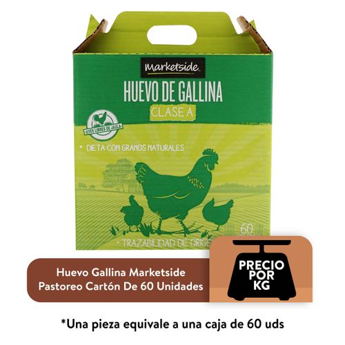 Huevo Gallina Marketside Pastoreo Cartón De 60 Unidades, Precio Indicado Por Kilo