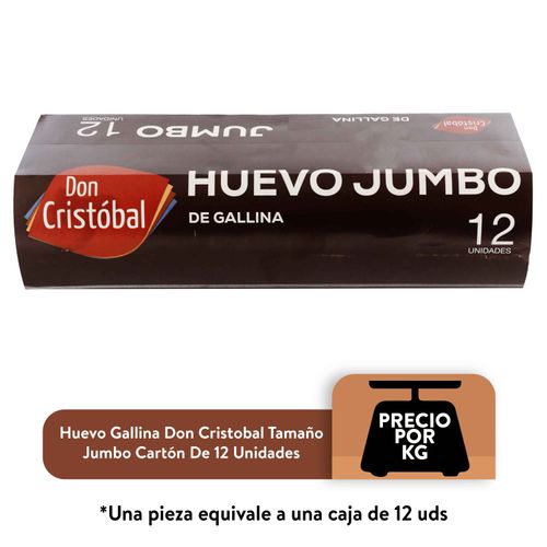 Huevo Gallina Don Cristobal Tamaño Jumbo Cartón De 12 Unidades, Precio Indicado Por Kilo