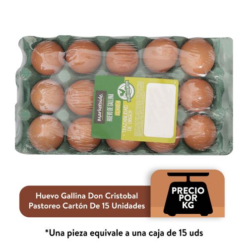 Huevo Gallina Marketside Pastoreo Cartón De 15 Unidades, Precio Indicado Por Kilo