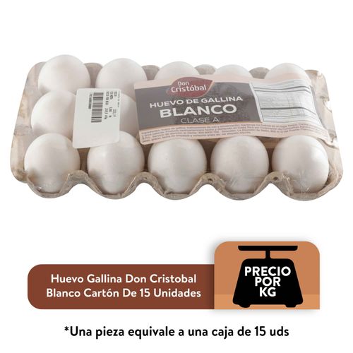 Huevo Gallina Don Cristobal Blanco Cartón De 15 Unidades, Precio Indicado Por Kilo