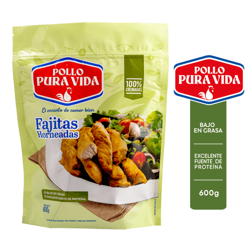 Fajitas horneadas Pollo Pura Vida, bajo en grasa -600g