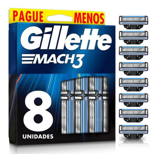 Repuesto para rasuradora Gillette Mach3 con 3 Hojas, 8 Uds
