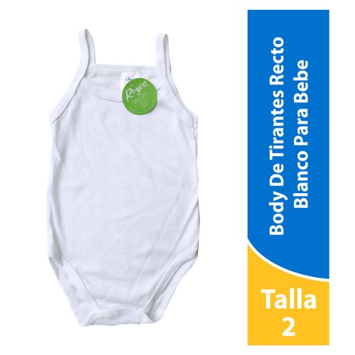 Mameluco Reyco Color Blanco De Tirantes, Para Bebé - Talla 2