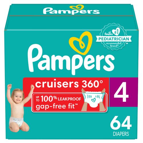 Pañales Pampers Cruisers 360° Talla 4, 10-17kg -64uds