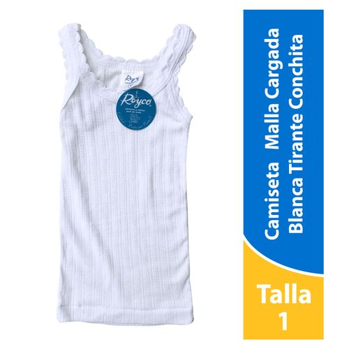 Camiseta Malla Cargada Reyco Color Blanco De Tirantes, Para Bebé - Talla 1