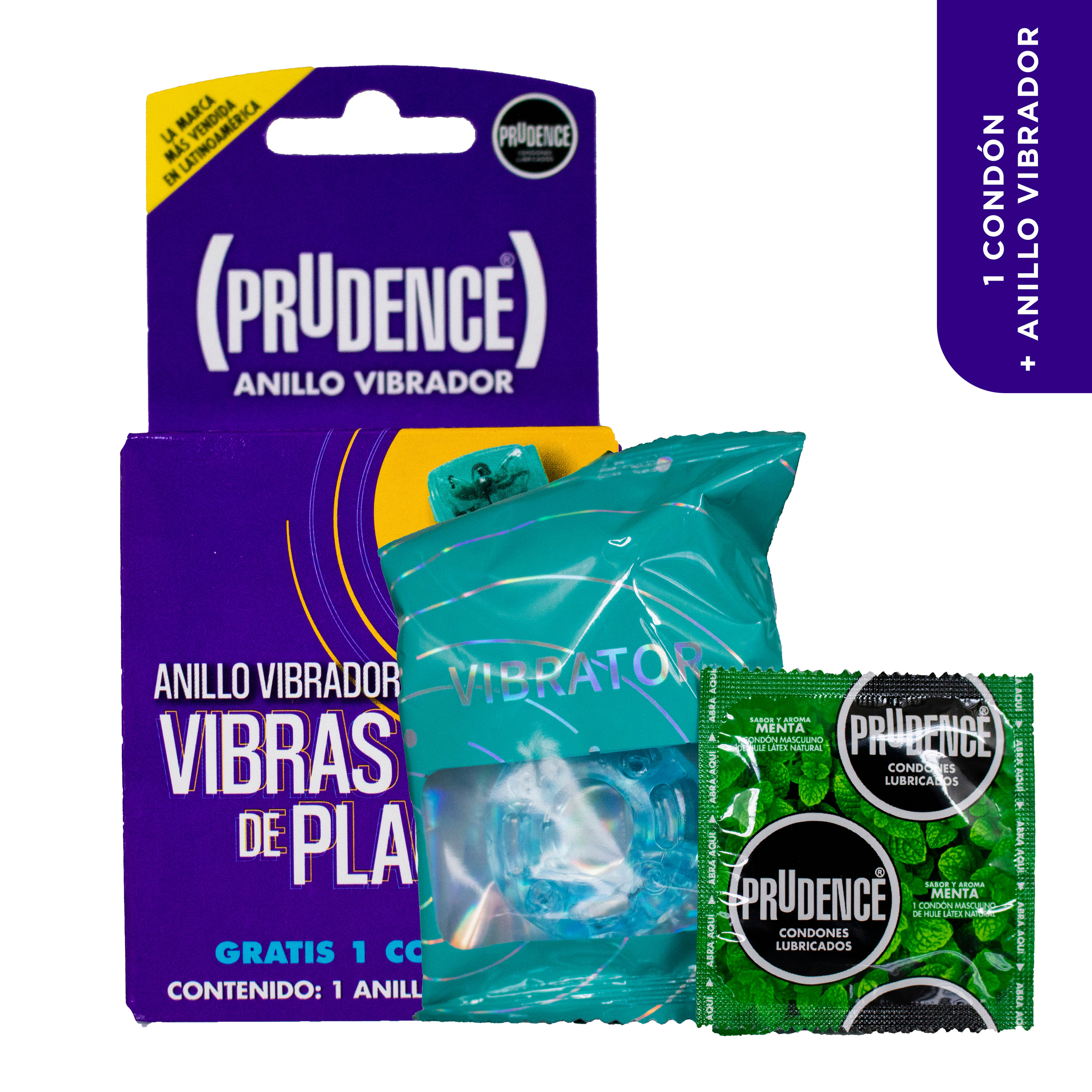 Condones, lubricante y anillo vibrador